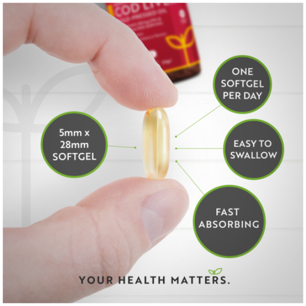 Nutravita Cod Liver Oil 1000mg Cold-Pressed Fish Oil 365 Softgels نيوترافيتا زيت كبد الحوت 1000 مجم معصور على البارد ، 365 سوفت جيل - Image 5