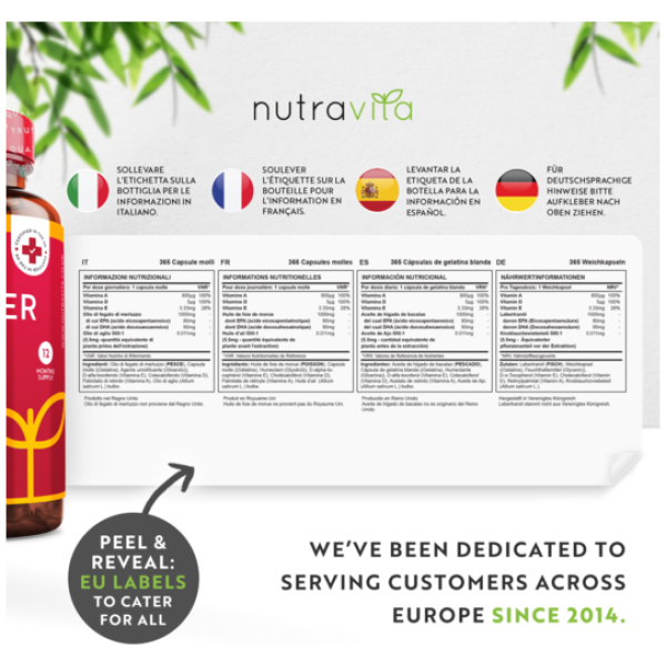 Nutravita Cod Liver Oil 1000mg Cold-Pressed Fish Oil 365 Softgels نيوترافيتا زيت كبد الحوت 1000 مجم معصور على البارد ، 365 سوفت جيل - Image 6