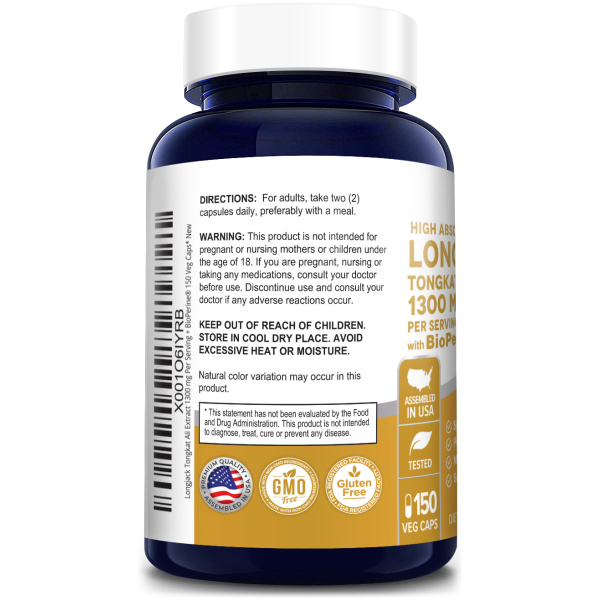 Nusapure Longjack Tongkat Ali 1300mg,Natural Testosterone Booster,150 Capsules <br/> لونج جاك على 1300 مجم ، لزيادة هرمون التستوستيرون ، وزيادة الرغبة الجنسية ، و تحسين الصحة الجنسية طبيعيا ، 150 كبسولة - Image 3