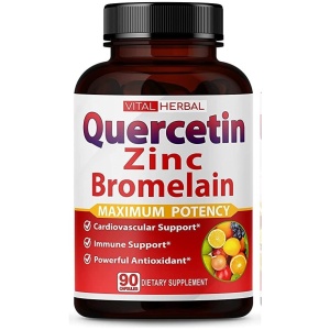 Premium High Purity Quercetin 98% with Bromelain Capsules Equivalent to 3470 mg - Maximum Potency with Green Tea Ashwagandha - Supports Overall Health Strength Energy - 90 Days Supply