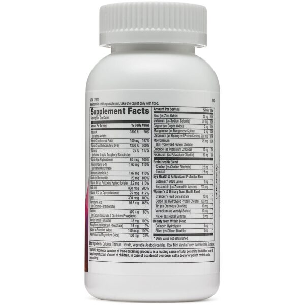 GNC Women's Ultra Mega One Daily, 60 Caplets, Supports The Specific Health Needs of Women ألترا ميجا للنساء ، فيتامينات متعددة لتحسين الصحة العامة للنساء ، البيوتين والكولاجين لصحة الشعر والجلد والأظافر ، التوت البرى لصحة الجهاز البولى ، 60 كبسولة - Image 3