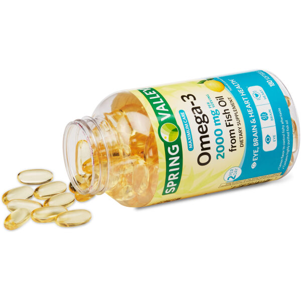 Spring Valley Omega-3 from Fish Oil Maximum Care Softgels, 2000mg, 180 Counأوميجا3، 2000 مجم للجرعة من زيت السمك ، 180 سوفت جيل - Image 7