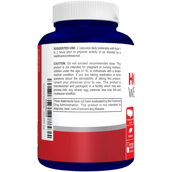 Nusapure Horny Goat Weed Extract 1000mg 120 Caps (Non-GMO & Gluten Free) Maca Root, Ginseng, Muira Puama and L-Arginine - for Men and Women - Pure Herbal Nutritional Supplement 2 Month Supply  عشب لونج جاك على 1000 مجم مع جذور الماكا والجنسنج ول_الارجنيين ، أعشاب نقية لتحسين الصحة الجنسية للرجال والنساء ، 120 كبسولة - Image 2