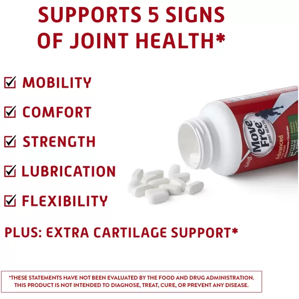 Schiff Move Free Advanced 120 Tablets, Supports Mobility, Flexibility, Strength, Lubrication and Comfort - Glucosamine & Chondroitin Plus MSM - 120 Tablets  موف فرى لصحة المفاصل _ الجلوكوزامين و الكوندرويتين + أم أس أم ، لتسهيل الحركة والمرونة ولتشحيم ولراحة المفاصل ، 120 حباية - Image 2