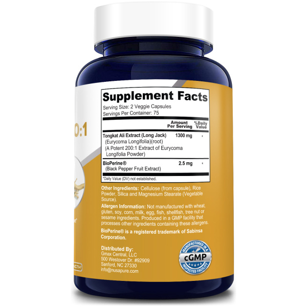 Nusapure Longjack Tongkat Ali 1300mg,Natural Testosterone Booster,150 Capsules <br/> لونج جاك على 1300 مجم ، لزيادة هرمون التستوستيرون ، وزيادة الرغبة الجنسية ، و تحسين الصحة الجنسية طبيعيا ، 150 كبسولة - Image 2