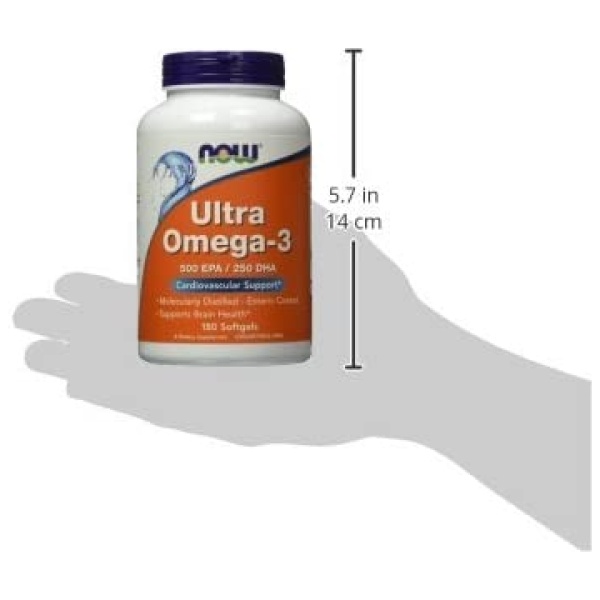 NOW Ultra Omega-3 Molecularly Distilled and Enteric Coated, 750mg Omega-3, 180 Softgels  ناو ، أوميجا3 750 مجم من زيت السمك ، لصحة القلب والمخ ، 180 سوفت جيل - Image 9