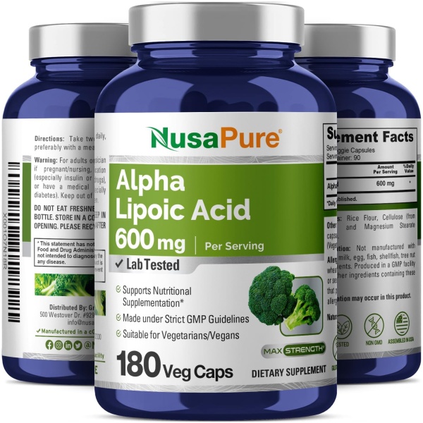 Nusapure Alpha Lipoic Acid 600mg per Caps 180 Veggie Capsules - Image 4