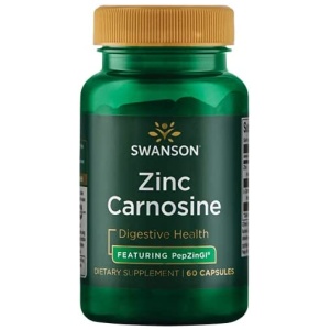 Swanson Zinc Carnosine (PepZin GI) - Natural Supplement Promoting Gastric Health & Digestive Support - Supports Microbial Balance in The Stomach - (60 Capsules)