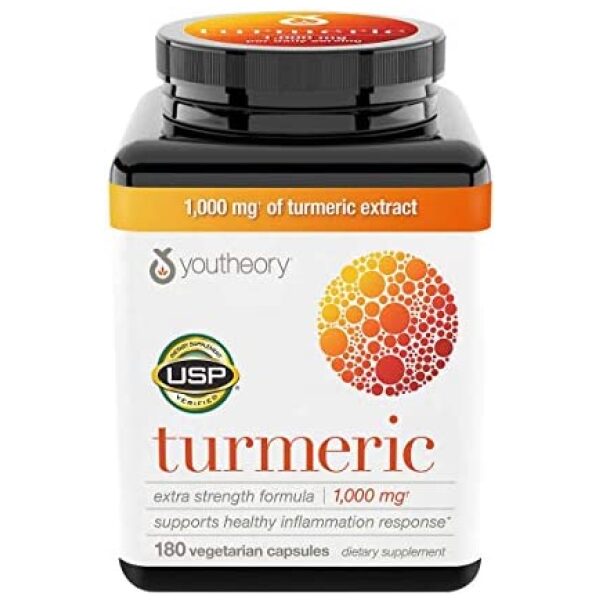 Youtheory Turmeric Extra Strength Formula Capsules 1,000 mg per Daily, 180 Count كبسولات يوثيوري بتركيبة ذات قوة إضافية للكركم 1000 ملغ يوميًا180 قرص - Image 4