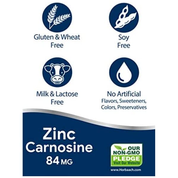 Zinc Carnosine Supplement | 84mg per Capsule | 150 Count | Non-GMO & Gluten Free | by Horbaach ارنوسين الزنك | 84 ملغ لكل كبسولة | 150 قطعة | خالٍ من العناصر المعدلة وراثيًا والغلوتين | من هورباتش - Image 5