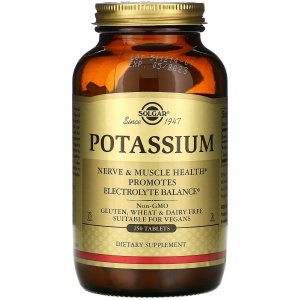 Solgar Potassium Gluconate 99 mg, 250 Tablets سولجر جلوكونات البوتاسيوم 99 مجم ، 250 حباية نباتية