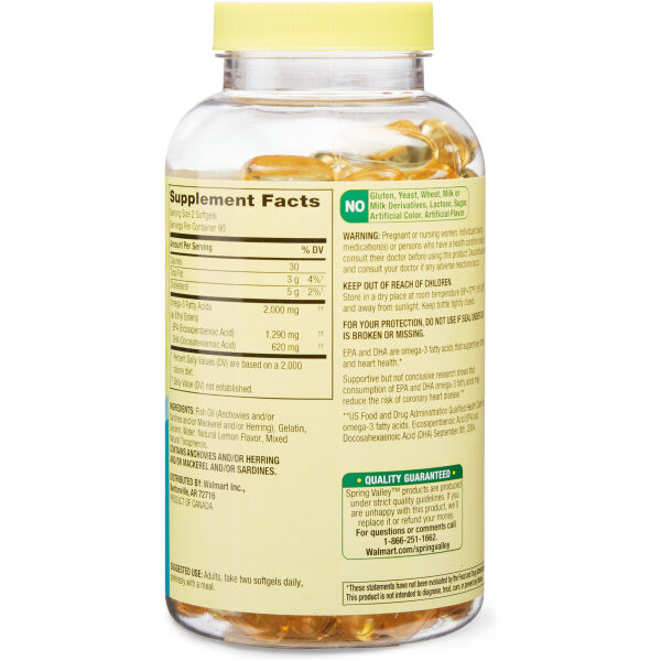 Spring Valley Omega-3 from Fish Oil Maximum Care Softgels, 2000mg, 180 Counأوميجا3، 2000 مجم للجرعة من زيت السمك ، 180 سوفت جيل - Image 4
