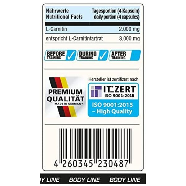 BWG Premium L-Carnitine 2000 - 3000 mg for Daily Dosing - 100 Capsules   ل _كارنيتين النباتى الطبيعى، عالى تركيز 3000 مجم للجرعةاليومية، 100كبسولة نباتية - Image 3