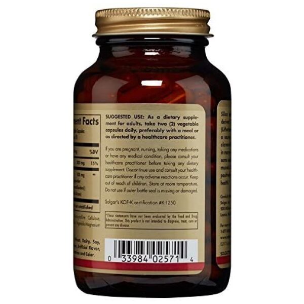 Solgar Oceanic Silica from Red Algae 25 mg, 100 Vegetable Capsules - Excellent Source of Calcium, Supports Bone Health - Non-GMO, Vegan, Gluten Free, Dairy Free, Kosher - 50 Servings سولجر سيليكون 50 مجم للجرعة من الطحالب الحمراء بالمحيط ، مصدر ممتاز للكالسيوم ، لدعم صحة العظام ، 100 كبسولة نباتية - Image 2
