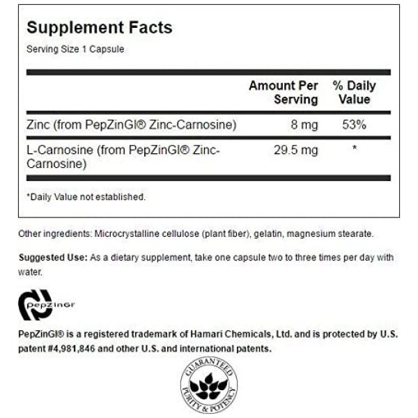 Swanson Zinc Carnosine (PepZin GI) - Natural Supplement Promoting Gastric Health & Digestive Support - Supports Microbial Balance in The Stomach - (60 Capsules) - Image 4