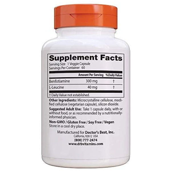 Doctor's Best Benfotiamine Helps Maintain Blood Sugar Levels, 300 mg, 60 Veggie Caps - Image 8