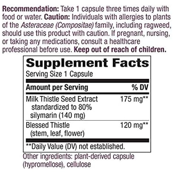 Nature's Way Milk Thistle, Premium Blend, 80% Silymarin per serving, Non-GMO, 120 Capsules حليب ناتشر واي، خليط ممتاز، 80% سيليمارين لكل عبوة، بدون عناصر معدلة وراثيا، 120 كبسولة - Image 7