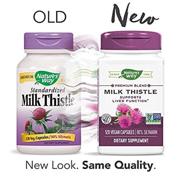 Nature's Way Milk Thistle, Premium Blend, 80% Silymarin per serving, Non-GMO, 120 Capsules حليب ناتشر واي، خليط ممتاز، 80% سيليمارين لكل عبوة، بدون عناصر معدلة وراثيا، 120 كبسولة - Image 9