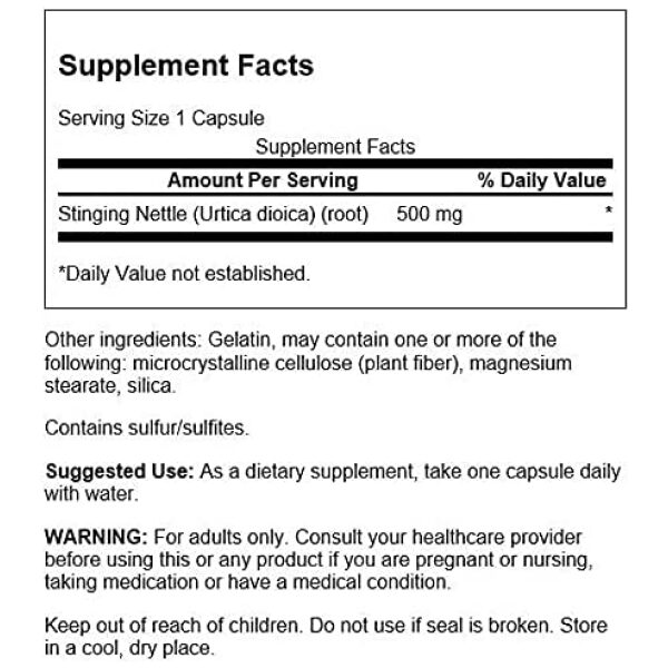 Stinging Nettle Root 500 mg 100 Caps - Image 2