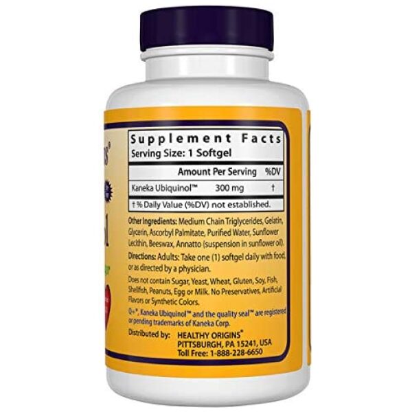 Healthy Orgins Ubiquinol Softgels, 300 mg, 60 Count يوبيكونيول الطبيعى الصورة النشطة لكيو 10، 300 مجم 60 سوفت جيل - Image 3