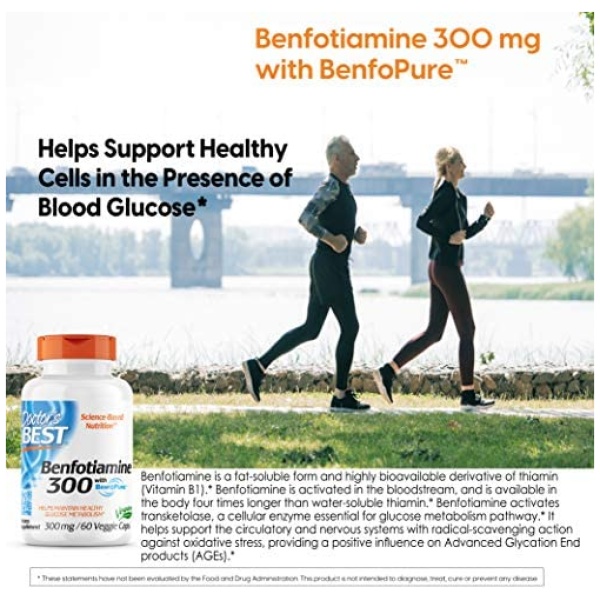 Doctor's Best Benfotiamine Helps Maintain Blood Sugar Levels, 300 mg, 60 Veggie Caps - Image 6