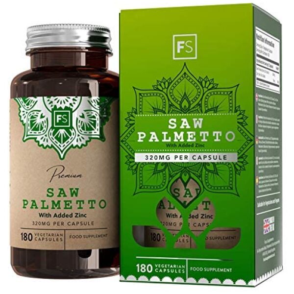 FS Saw Palmetto Capsules High Strength 320mg with Added Zinc 15mg | Saw Palmetto Extract (20:1) | 180 Vegan Capsules - 6 Month Supply | Gluten Free | Made in The UK in ISO Licensed Facilities بالميتو المنشار 320 مجم للكبسولة بنسبة إستخلاص 1: 20 مع الزنك 15 مجم ، 180 كبسولة بناتية ، تكفى لمدة 6 أشهر - Image 5