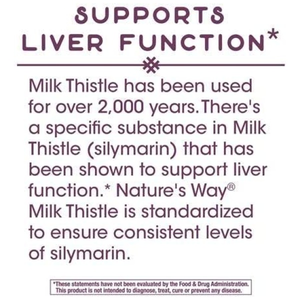 Nature's Way Milk Thistle, Premium Blend, 80% Silymarin per serving, Non-GMO, 120 Capsules حليب ناتشر واي، خليط ممتاز، 80% سيليمارين لكل عبوة، بدون عناصر معدلة وراثيا، 120 كبسولة - Image 4