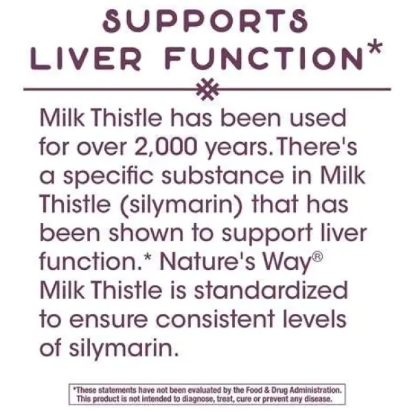 Nature's Way Milk Thistle, Premium Blend, 80% Silymarin per serving, Non-GMO, 120 Capsules حليب ناتشر واي، خليط ممتاز، 80% سيليمارين لكل عبوة، بدون عناصر معدلة وراثيا، 120 كبسولة - Image 4