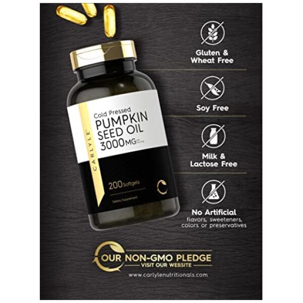 Carlyle Pumpkin Seed Oil | 3000mg | 200 Softgel Capsules - Image 2