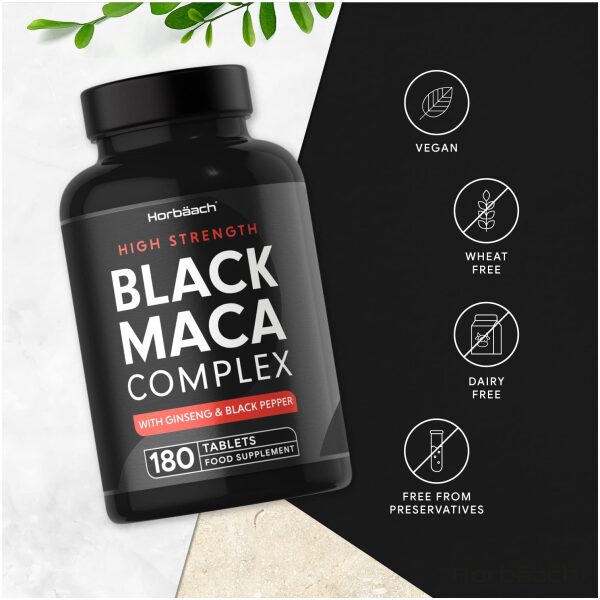 Black Maca Complex 6000mg | 180 Vegan Tablets | 100% Peruvian Black Maca, Maca Root Extract, Panax Ginseng & Black Pepper | Non-GMO, Gluten Free Supplement (6 Months Supply) - Image 5