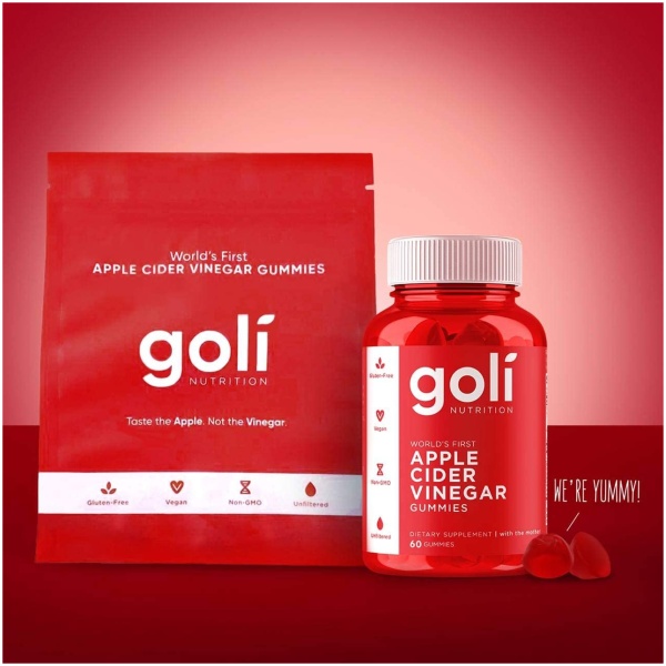 Goli Nutrition Apple Cider Vinegar Gummy Vitamins by Goli Nutrition - Immunity & Detox - (1 Pack, 60 Count, with The Mother, Gluten-Free, Vegan, Vitamin B9, B12, Beetroot, Pomegranate) جولى نيوتريشن جامى خل التفاح مع البنجر والرمان ، 60 جامى - Image 5