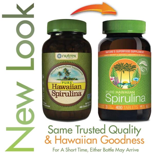 nutrex Pure Hawaiian Spirulina - 500 mg Tablets 400 Count - Farm Grown in Hawaii since 1984 - Natural, Nutrient Rich Superfood - Immune Support, Detox & Energy – Vegan Complete Protein, Non-GMO  اسبريولينا النقية 500 مجم، 400 قطعة نباتية طبيعية ، غذاء خارق لصحة الإنسان وغنية بالمغذيات و الأحماض الأمينية والفيتامينات والعناصر المعدنية، زيادة إنتاج الطاقة، ولصحة الجهاز المناعى - Image 10