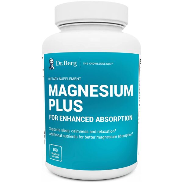 Dr. Berg's Magnesium Plus Magnesium Glycinate Supplement for Stress, Calm, Relaxation & Sleep Support - Muscle, Cardiovascular Bone Health & Cramp Defense w/ Vitamin D & B6 -150 Vegetarian Capsules - Image 7