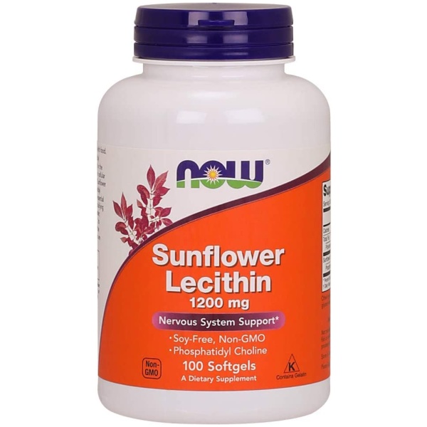 NOW Sunflower Lecithin 1200 mg with Phosphatidyl Choline, 100 Softgels  ناو ليسيثين عباد الشمس 1200 مجم، مع فوسفات الكولين ، 100 سوفت جيل ، لصحة الجهاز العصبى والقلب ولنعومة ورطوبة البشرة