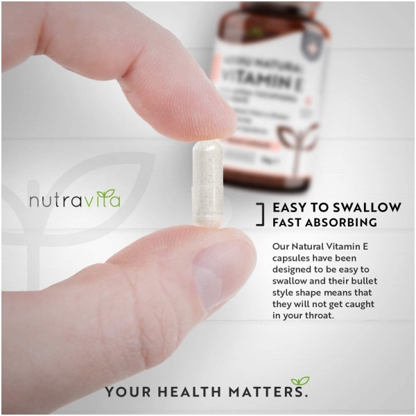 Nutravita Vitamin E 400IU D-Alpha Tocopherol – 100% Natural Vitamin E – 90 Vegan Capsules – Highly Absorbable  نيوترافيتا ،فيتامين ھ الطبيعى، 400 وحدة دولية ، عالى الإمتصاص، 90 كبسولة نباتية - Image 2