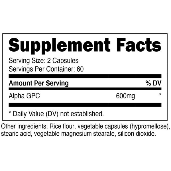 Nutricost Alpha GPC 300mg, 120 Vegetarian Capsules - Non-GMO and Gluten Free, 600mg per Serving الجليسروفوسفوكولين النباتى والغنى بالكولين ، 600 مجم للجرعة ، 120 كبسولة نباتية - Image 9