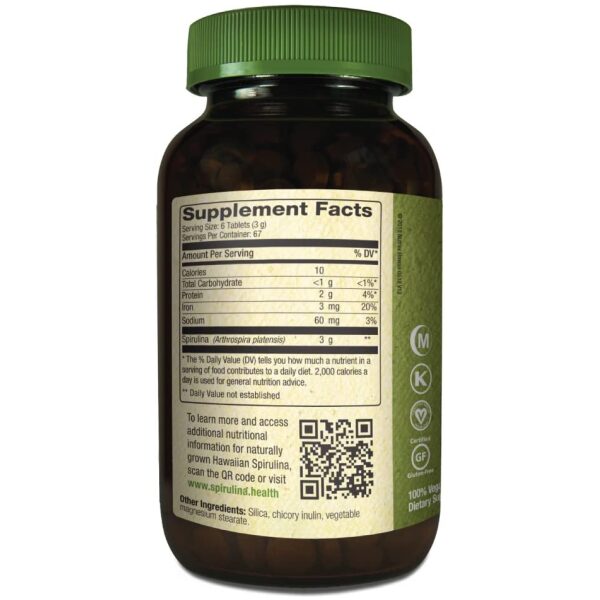 nutrex Pure Hawaiian Spirulina - 500 mg Tablets 400 Count - Farm Grown in Hawaii since 1984 - Natural, Nutrient Rich Superfood - Immune Support, Detox & Energy – Vegan Complete Protein, Non-GMO  اسبريولينا النقية 500 مجم، 400 قطعة نباتية طبيعية ، غذاء خارق لصحة الإنسان وغنية بالمغذيات و الأحماض الأمينية والفيتامينات والعناصر المعدنية، زيادة إنتاج الطاقة، ولصحة الجهاز المناعى - Image 9