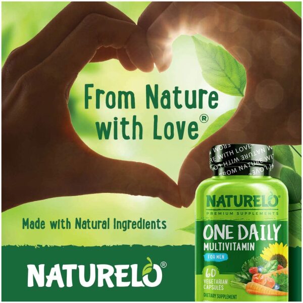NATURELO One Daily Multivitamin for Men - with Vitamins & Minerals + Organic Whole Foods - Supplement to Boost Energy, General Health - Non-GMO - 60 Capsules | 2 Month Supply وان ديلى فيتامينات متعددة ، غذاء كامل للرجال 60 كبسولة نباتية - Image 7