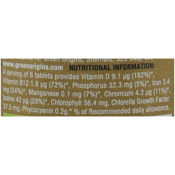 Green Origins Organic Chlorella and Spirulina Tablets 500mg Pack of 180كلوريلا و إسبيريولينا العضوية 500 مجم ، 180 حباية - Image 5
