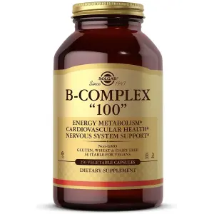 Solgar B Complex "100", 250 Vegetable Capsulesفيتامنين ب مركب 100 من سولجار 250 كبسولة نباتية حلال