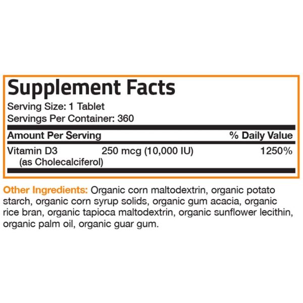 BRONSON Vitamin D3 10000 IU (360 Tablets) for Immune Support, Healthy Muscle Function & Bone Health, High Potency Organic Vitamin D Supplement  فيتامين د3 ، 10000 وحدة دولية ، لتحسين صحة المناعة ولصحة وظائف العضلات والعظام ، 360 حباية - Image 9