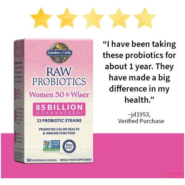 Garden of Life - RAW Probiotics Women 50 & Wiser 85 BILLION - 90 Vegetarian Capsules  بروبيوتيك الخام للنساء فوق ال 50 عام ، 85 مليار وحدة ، 90 كبسولة نباتية - Image 8