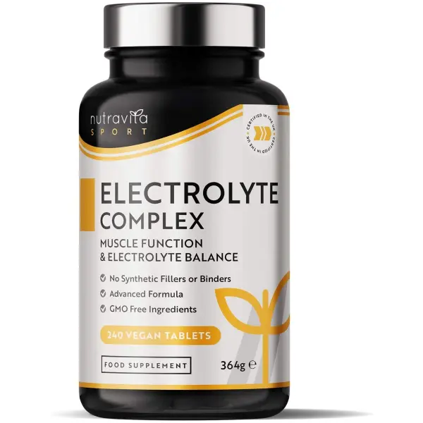 Nutravita Electrolyte Complex - High Strength Tablets with Added Magnesium, Potassium & Calcium - Muscle Function and Electrolyte Balance - 240 Vegan Tablets - No Synthetic Binders نيوترافيتا إلكتروليت المركب لحفظ توازن المعادن ولصحة وظائف العضلات 240 قرص نباتى