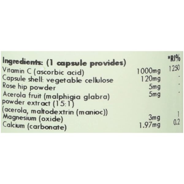 G&G Vitamins Vitamin C Complex 1000mg - with Rosehip and Acerola - 120 Capsules  فيتامين ج مركب 1000 مجم مع ثمر الورد و اسيرولا ، 120 كبسولة - Image 3
