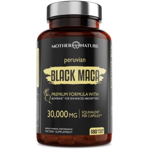 Mother Nature Organic Black Maca Root 30,000mg (180 Vegan Capsules)