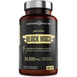 Mother Nature Organic Black Maca Root 30,000mg (180 Vegan Capsules)