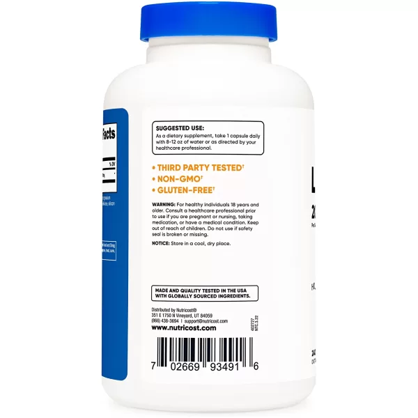 Nutricost L-Theanine Double Strength 200mg, 240 Capsules ل _ثيانين 200 مجم ، 240 كبسولة - Image 5