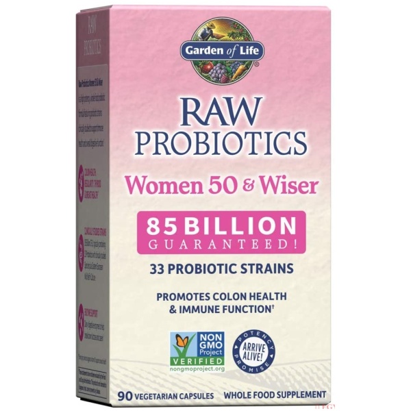 Garden of Life - RAW Probiotics Women 50 & Wiser 85 BILLION - 90 Vegetarian Capsules  بروبيوتيك الخام للنساء فوق ال 50 عام ، 85 مليار وحدة ، 90 كبسولة نباتية