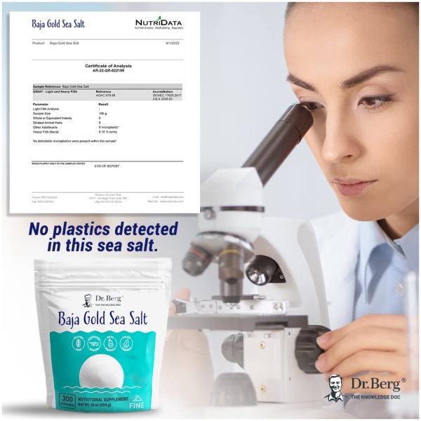 Dr. Berg's Baja Gold Sea Salt Organic - Natures Fine Sea Salt Support For Hydration, and Normal Stomach Acidity - Sea Salt Fine Ground For Cooking and Seasoning - No Microplastics Low Sodium - 16 oz - Image 6