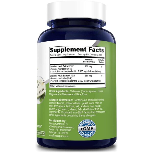 Nusapure Graviola 5,000 mg 180 Veggie Caps - Image 3